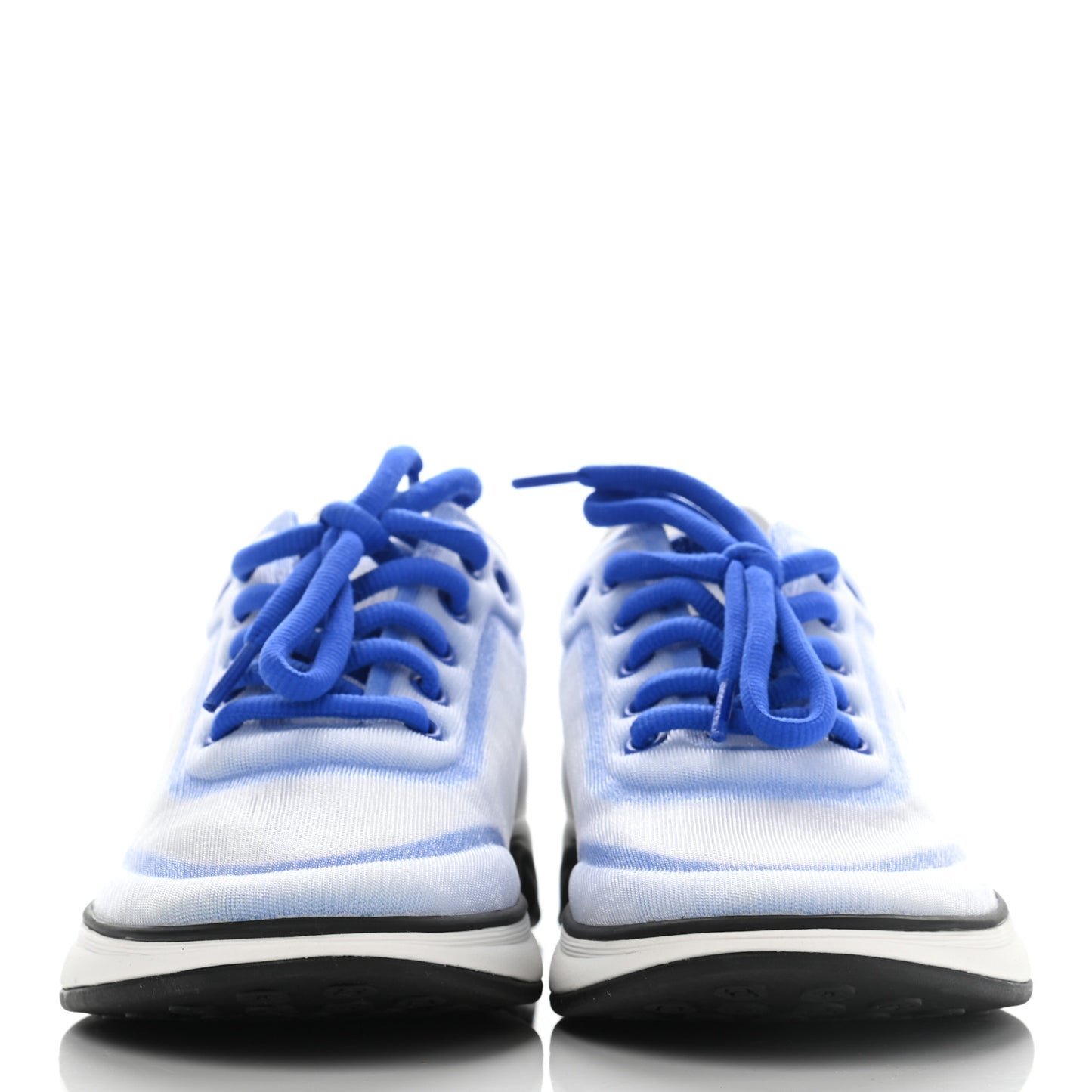 Calfskin Mesh Lyrca Womens Logo Sneakers 36.5 White Blue