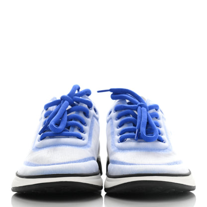 Chanel Calfskin Mesh Lyrca Womens Logo Sneakers 36.5 White Blue 2 of 7