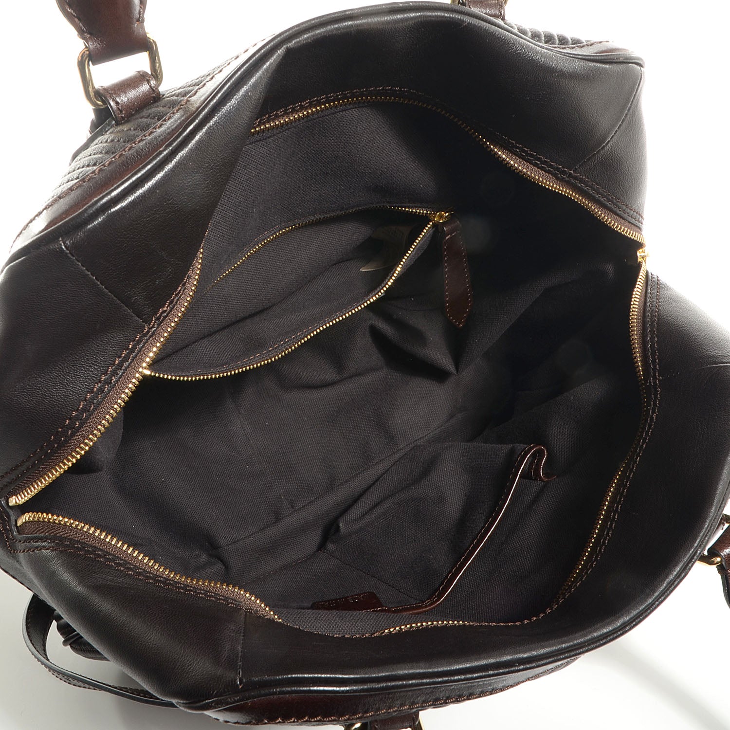 Burberry Stitched Leather Medium Bowler Dark Brown 6 of 10