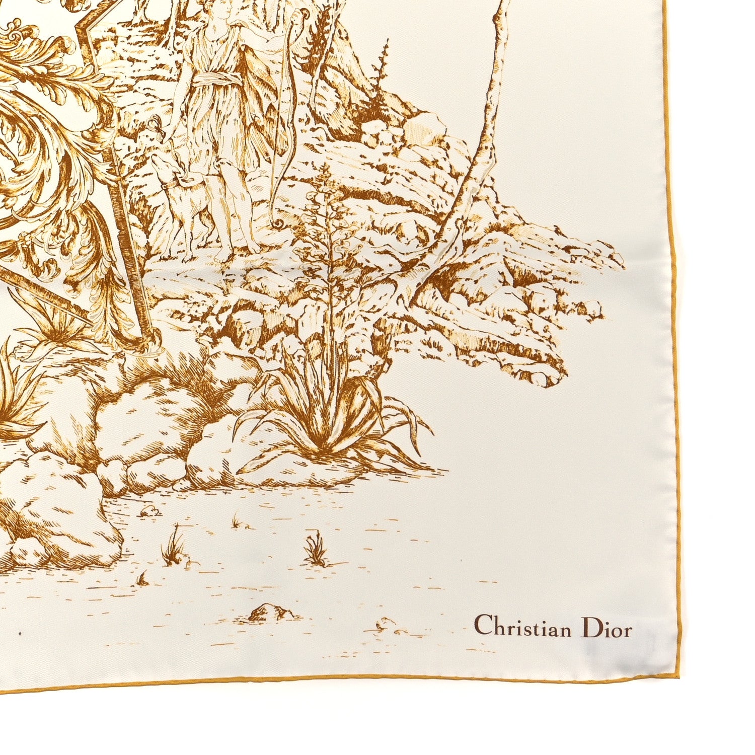 Christian Dior Silk Square Scarf White Gold 2 of 3