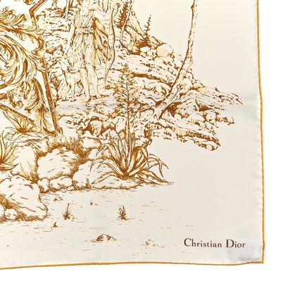 Christian Dior Silk Square Scarf White Gold 2 of 3