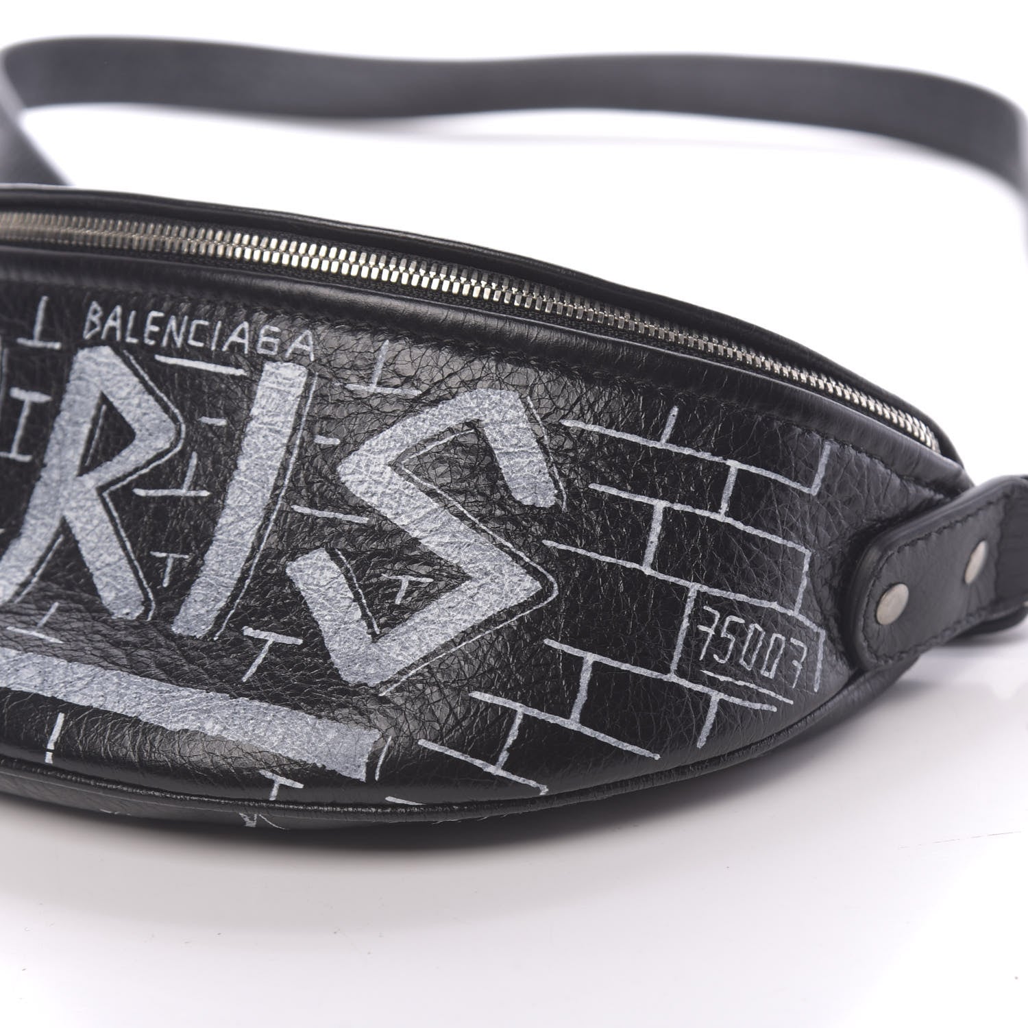 Balenciaga Agneau Arena Graffiti All Over XXS Souvenir Belt Bag Black White 10 of 10