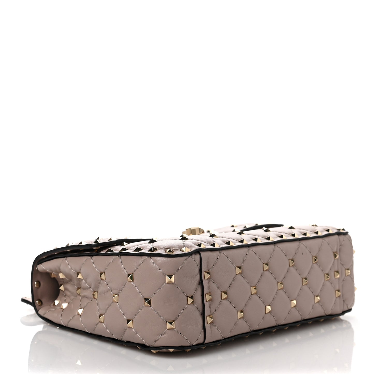 Lambskin Medium Rockstud Spike Shoulder Bag Poudre