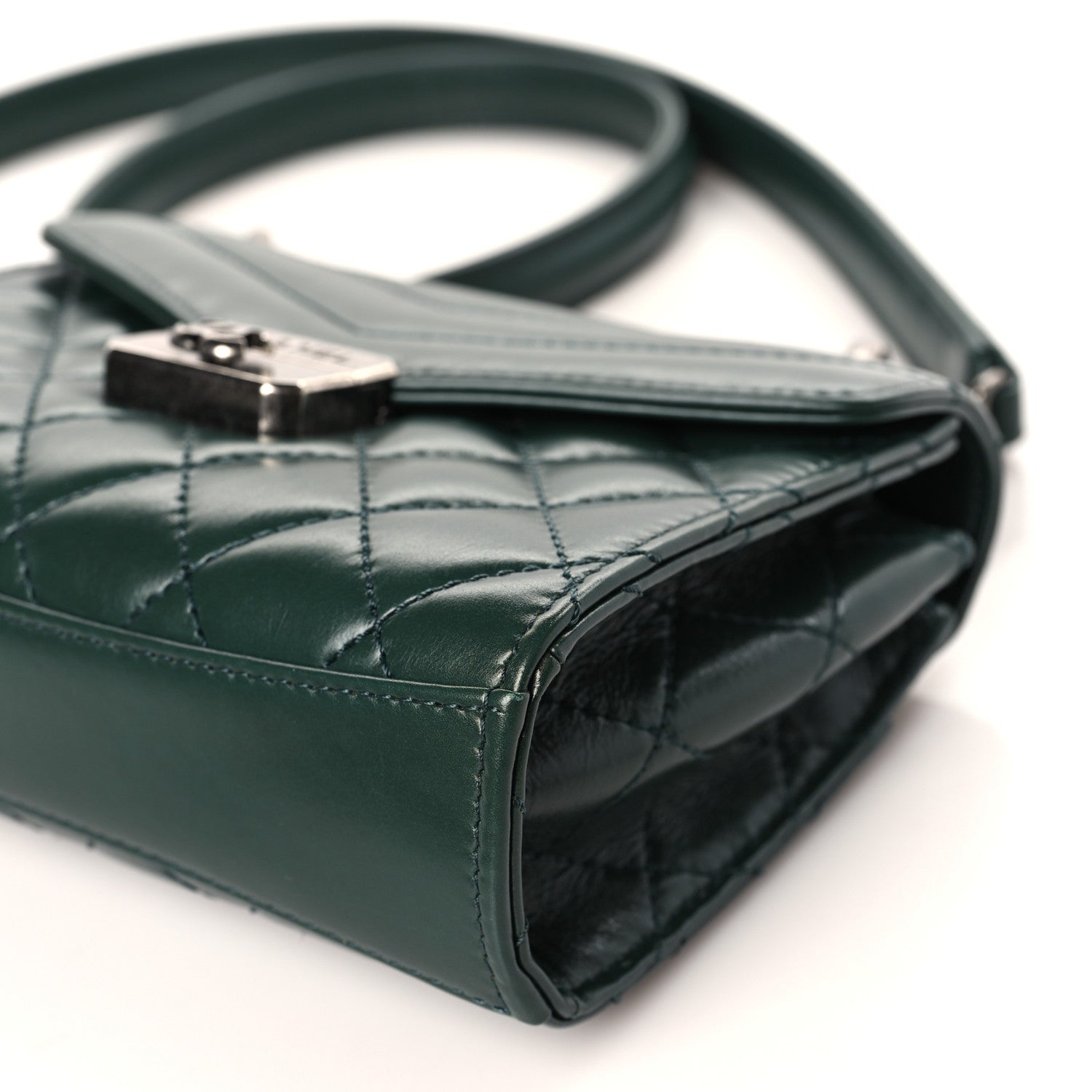 Chanel Shiny Calfskin Quilted Mad About Quilting Mini Flap Dark Green 9 of 10