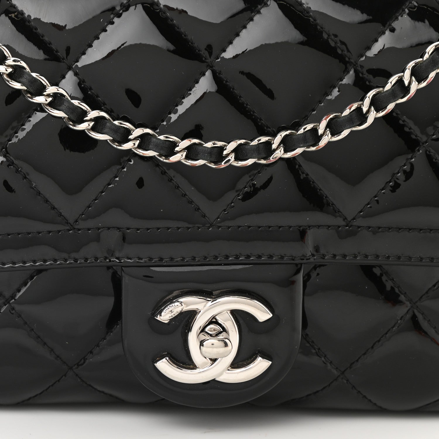 Chanel Patent Quilted Small Coco Shine Flap Black 8 of 11
