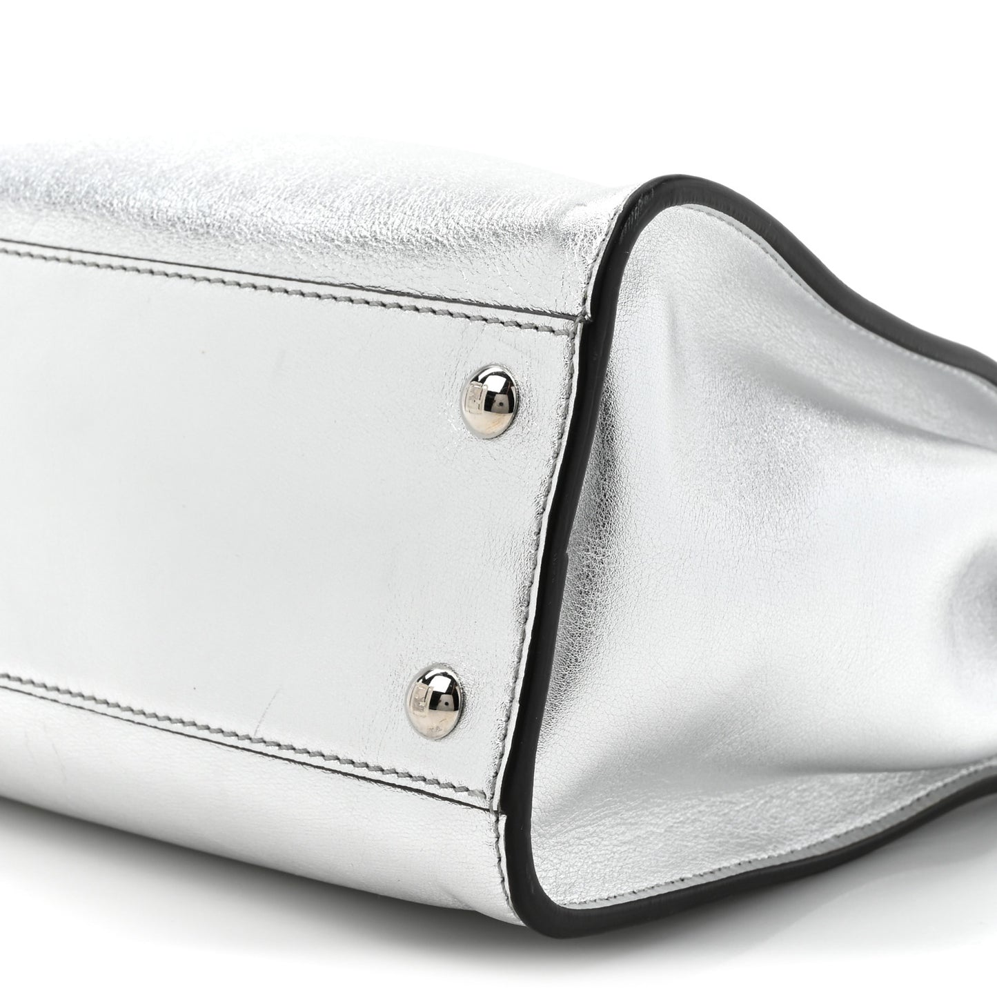 Vitello Catalan Mirror Medium Peekaboo Iconic Satchel Argento