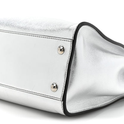 Fendi Vitello Catalan Mirror Medium Peekaboo Iconic Satchel Argento 10 of 17