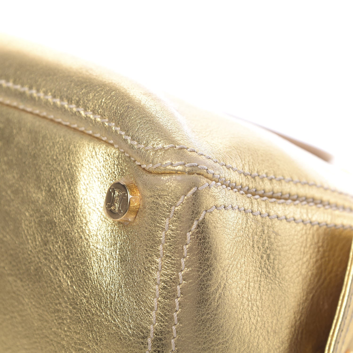 Celine Metallic Lambskin Quilted Boogie Satchel Gold 15 of 21