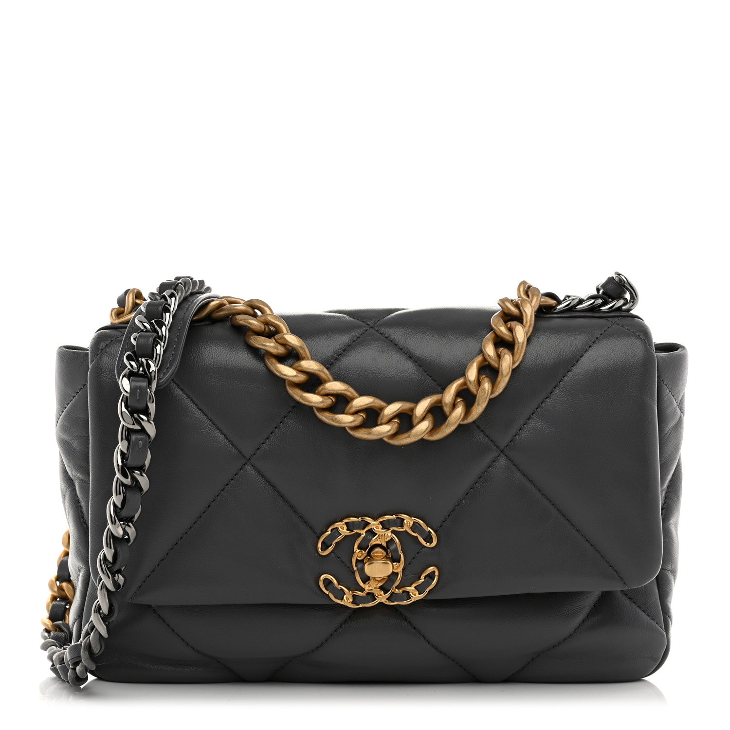 Chanel Lambskin Quilted Medium Chanel 19 Flap Dark Grey 1 of 10