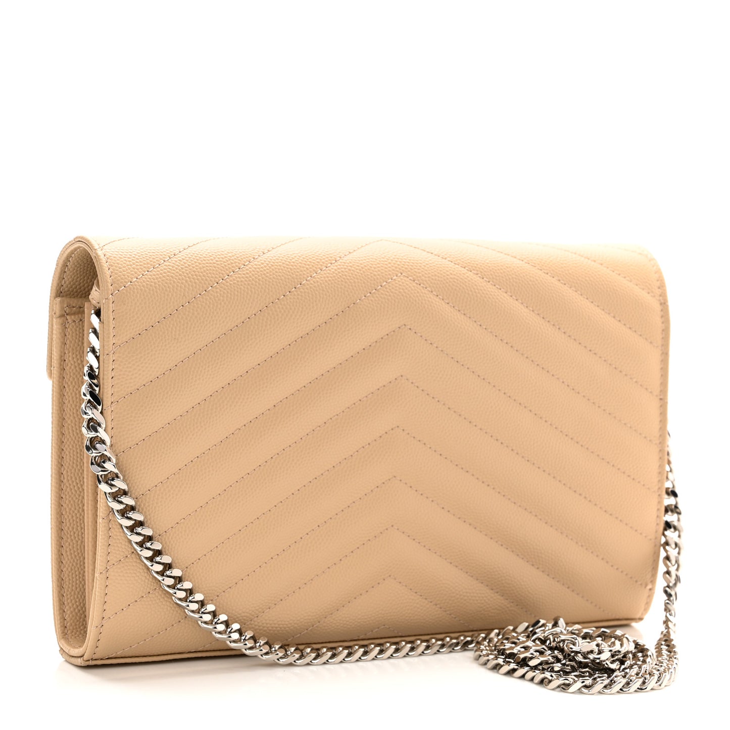 Grain De Poudre Matelasse Chevron Monogram Chain Wallet Nude Powder