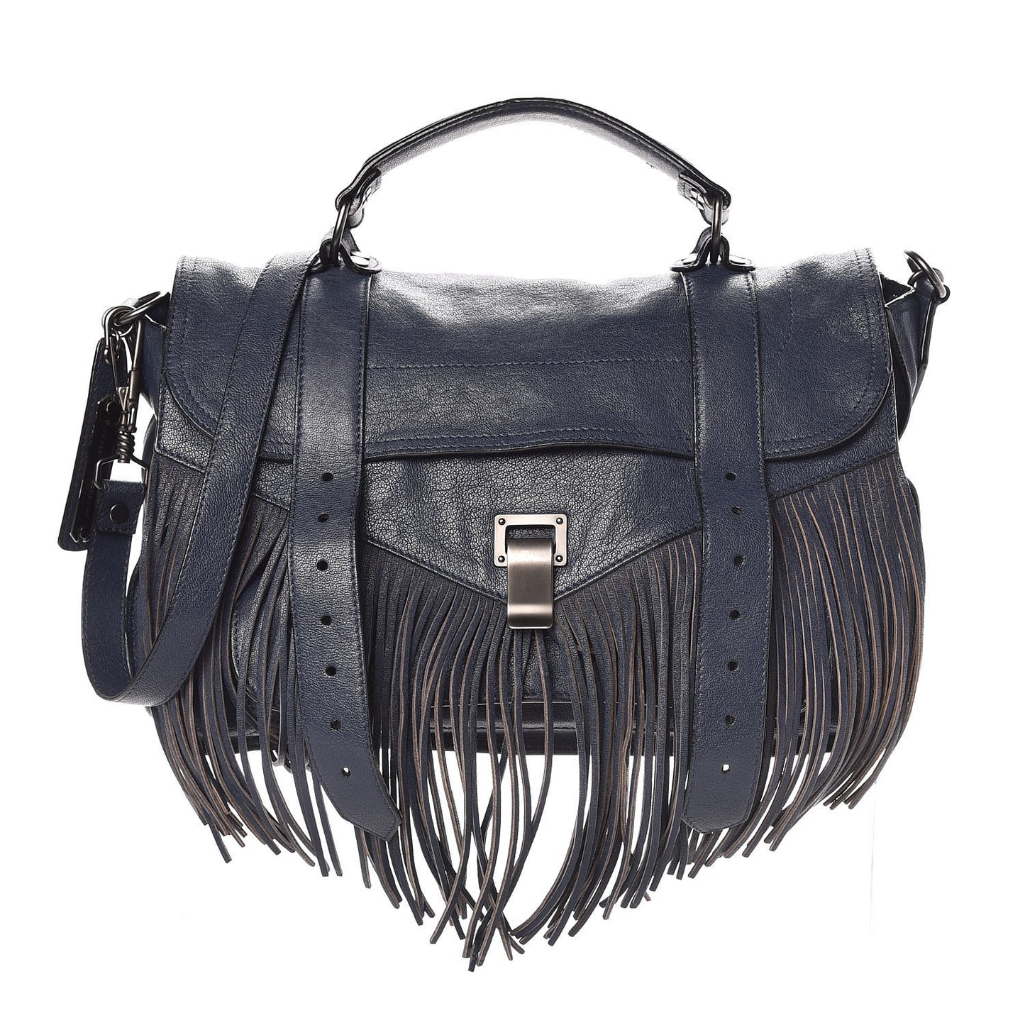 Lambskin Fringe Medium PS1 Satchel Midnight
