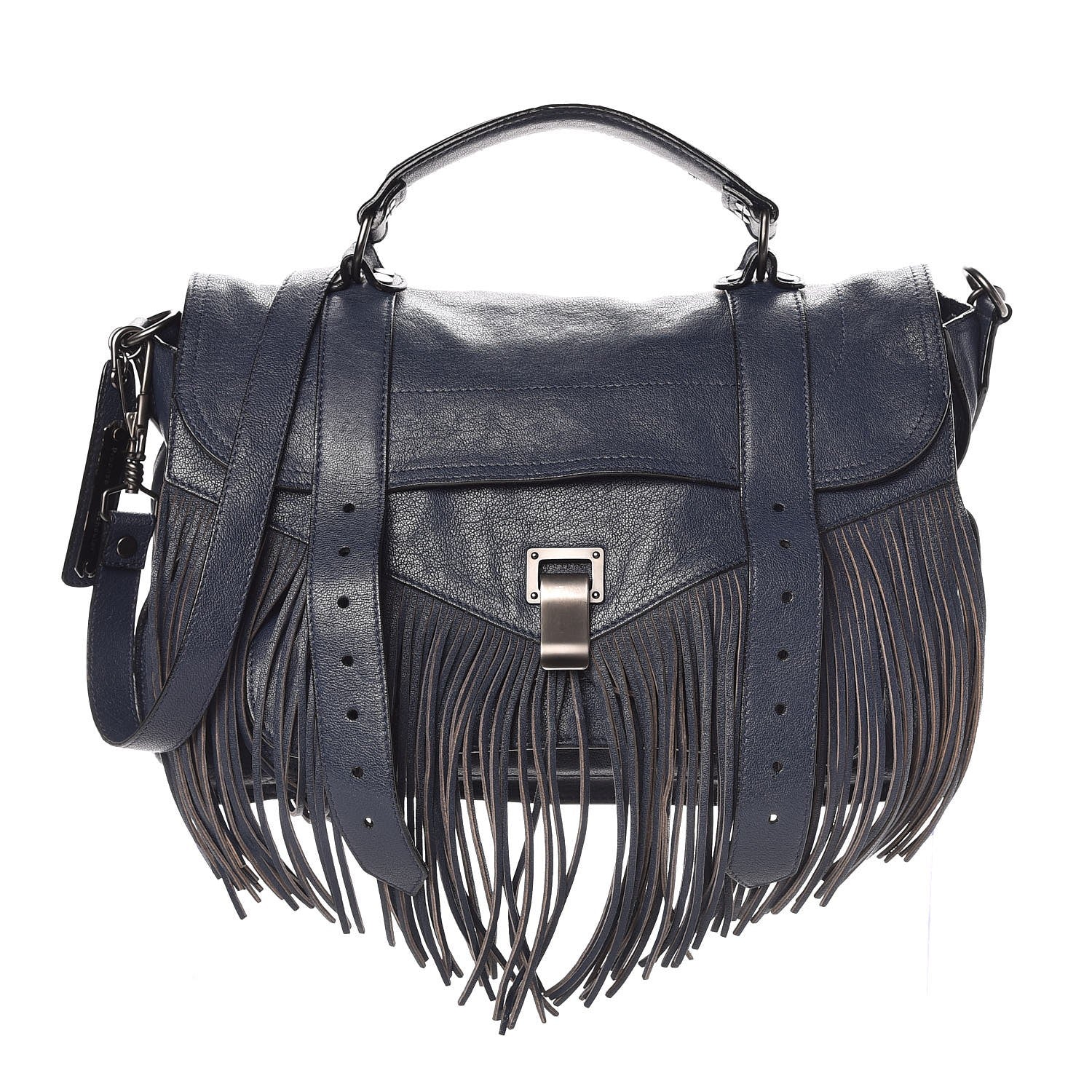 Proenza Schouler Lambskin Fringe Medium PS1 Satchel Midnight 1 of 9