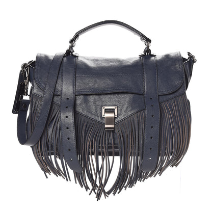 Proenza Schouler Lambskin Fringe Medium PS1 Satchel Midnight 1 of 9