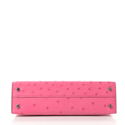 Hermes Ostrich Kelly Sellier Mini 20 Rose Tyrien 6 of 33