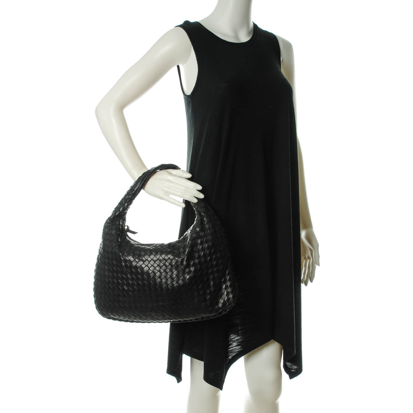 Nappa Intrecciato Large Veneta Hobo Nero Black