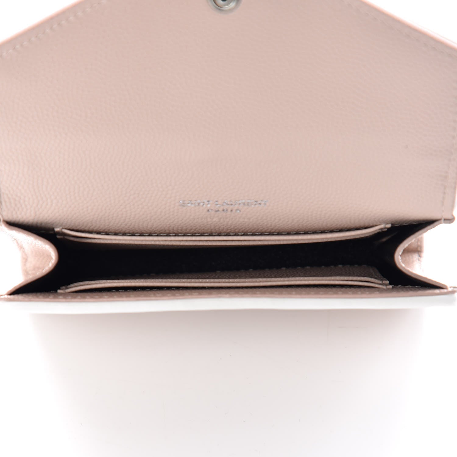 Saint Laurent Grain De Poudre Matelasse Chevron Small Monogram Flap Wallet Pale Pink 7 of 10