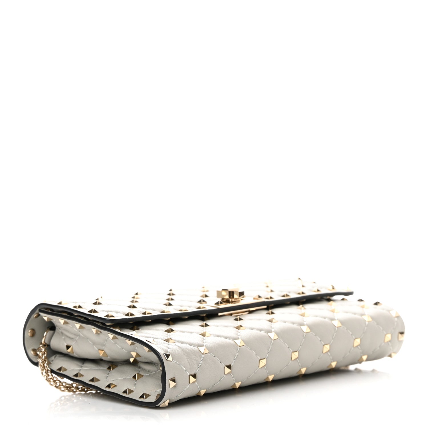 Valentino Garavani Nappa Rockstud Spike Wallet On Chain Opal Grey 4 of 13