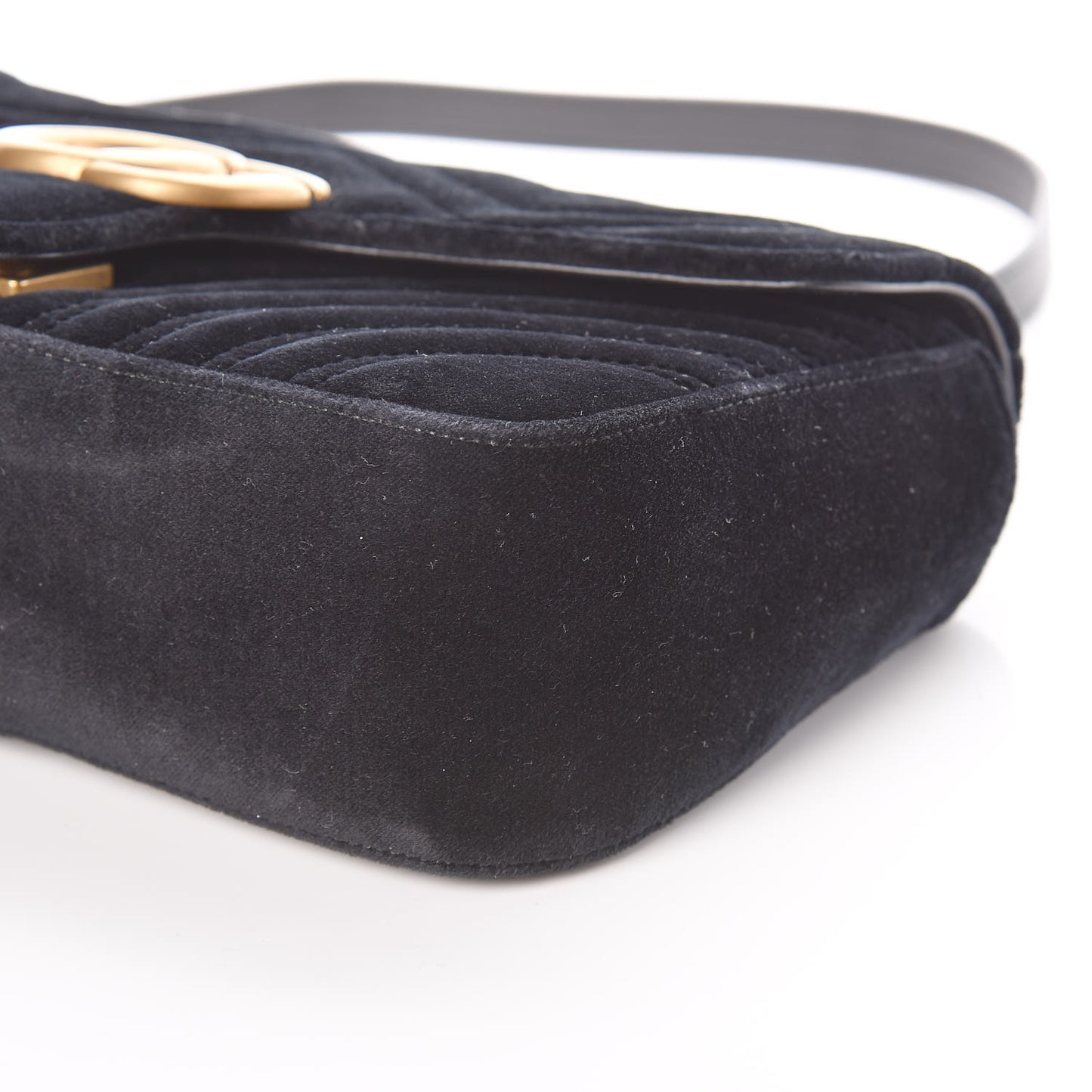 Velvet Matelasse Small GG Marmont Shoulder Bag Black