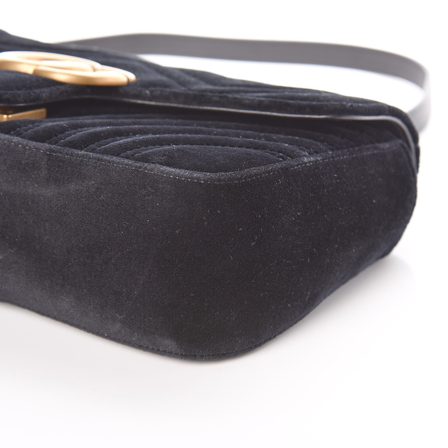 Gucci Velvet Matelasse Small GG Marmont Shoulder Bag Black 9 of 9