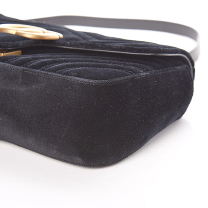 Gucci Velvet Matelasse Small GG Marmont Shoulder Bag Black 9 of 9