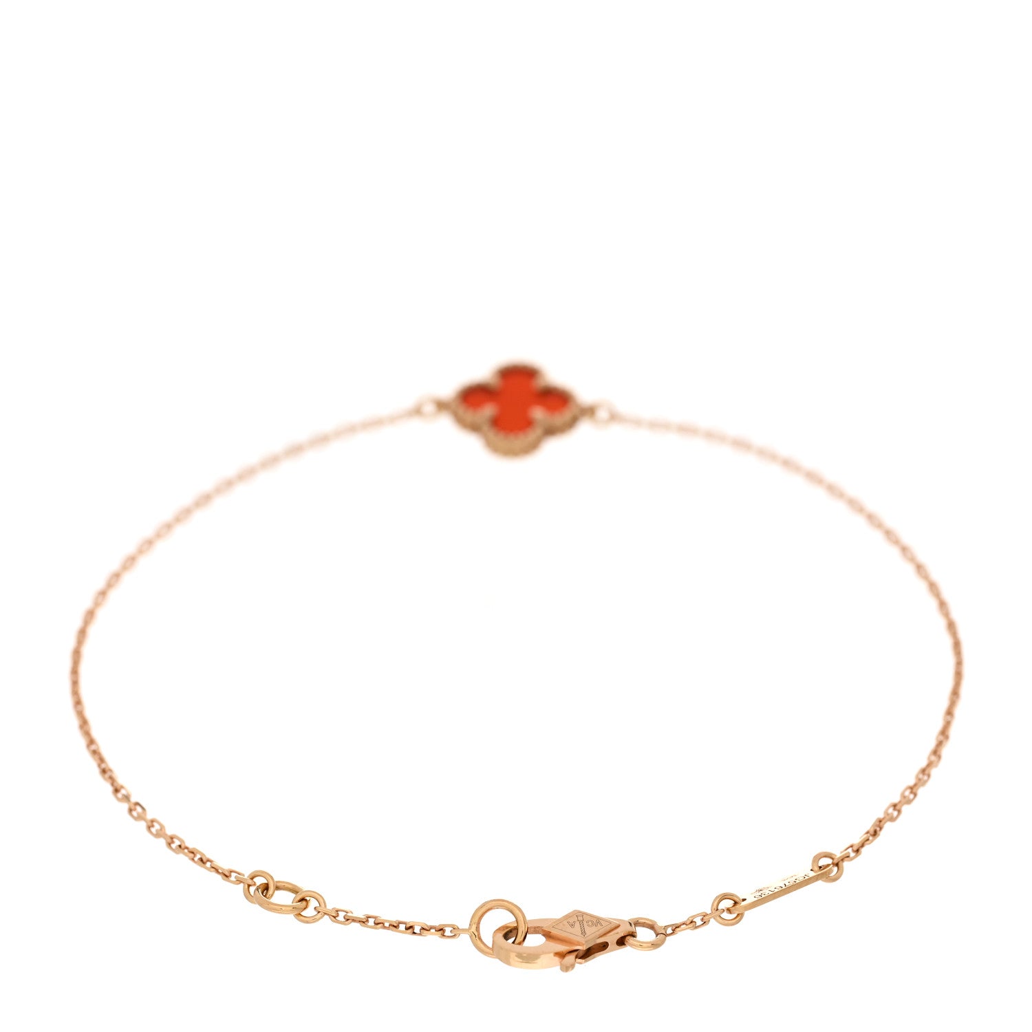 Van Cleef & Arpels 18K Rose Gold Carnelian Sweet Alhambra Bracelet 2 of 4