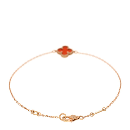 Van Cleef & Arpels 18K Rose Gold Carnelian Sweet Alhambra Bracelet 2 of 4