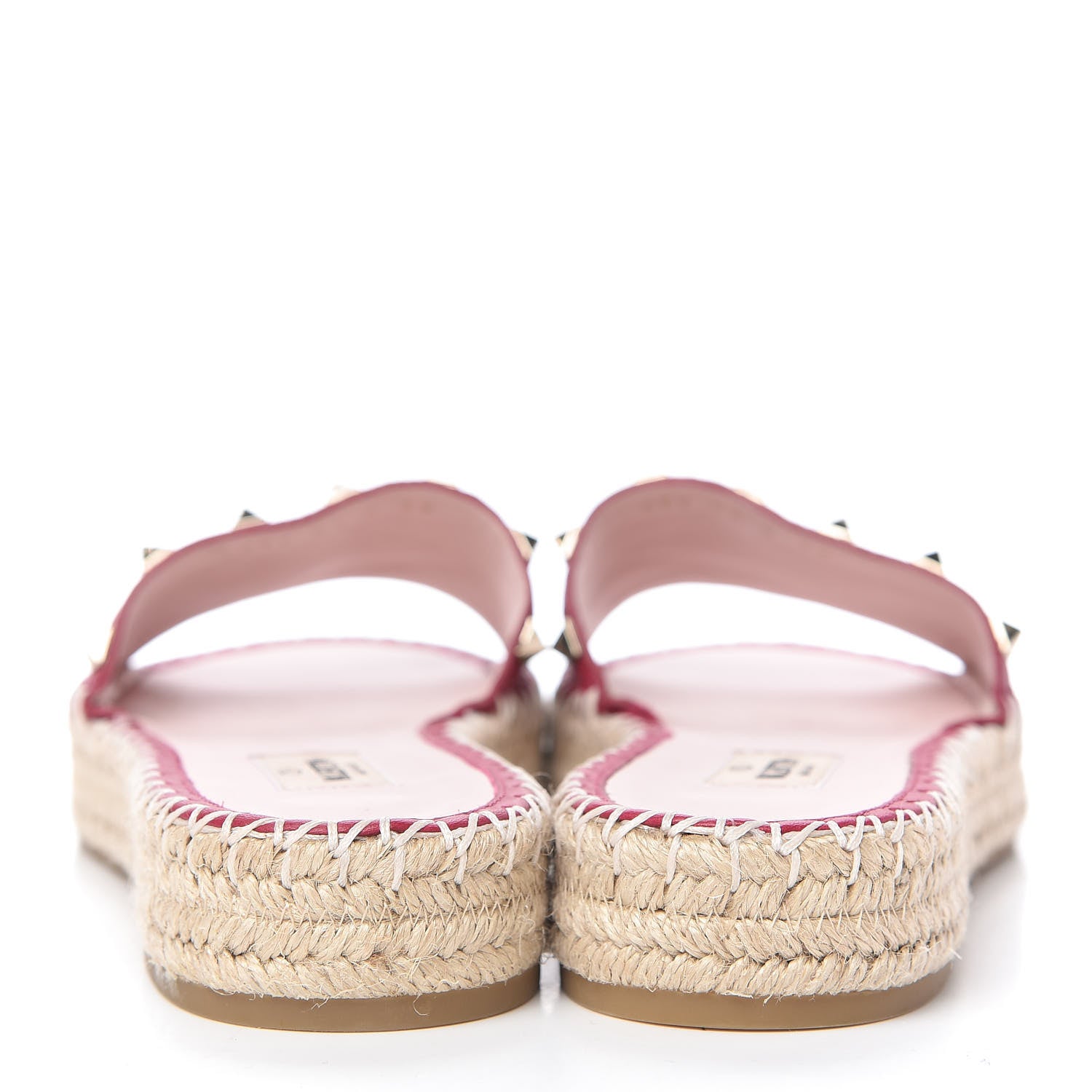 Valentino Garavani Grained Calfskin Rockstud Espadrille Flat Slide Sandals 39 Red 6 of 9
