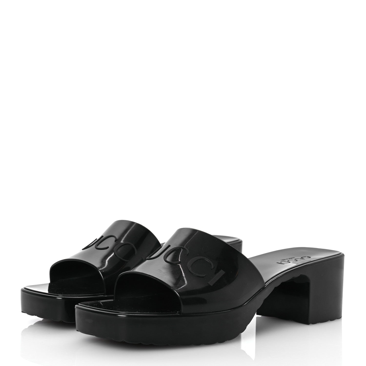 Gucci Rubber Gucci Logo Womens Platform 20/60mm Slide Sandals 41 Black 4 of 10