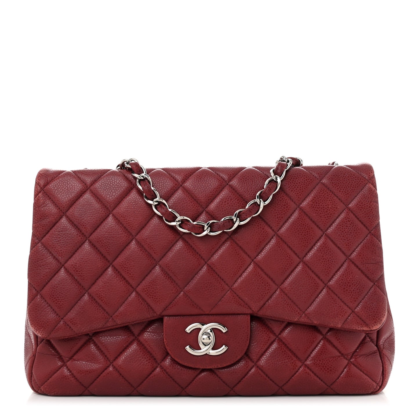 Caviar Quilted Jumbo Single Flap Red