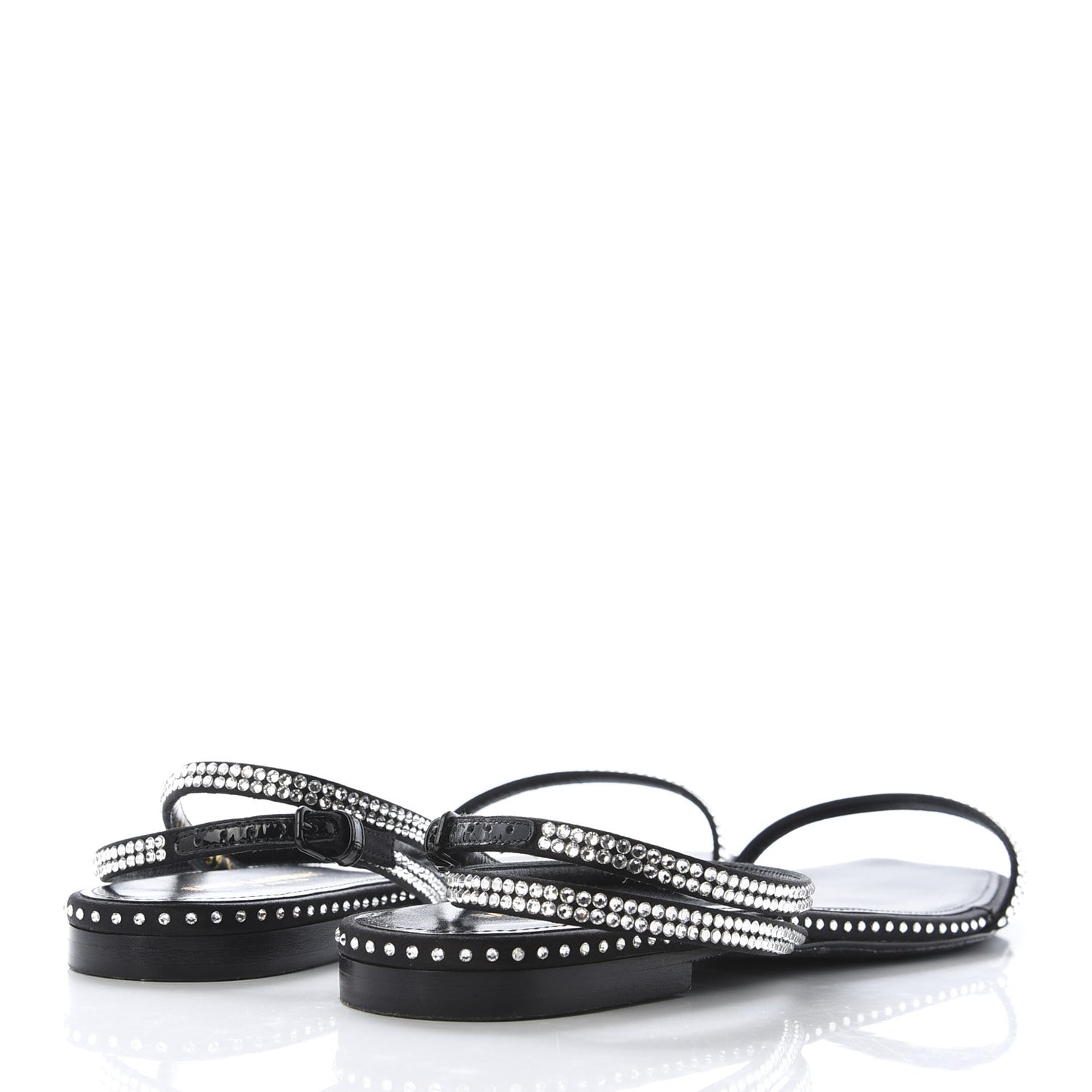 Calfskin Studded Raso Seta Sandals 39.5 Black
