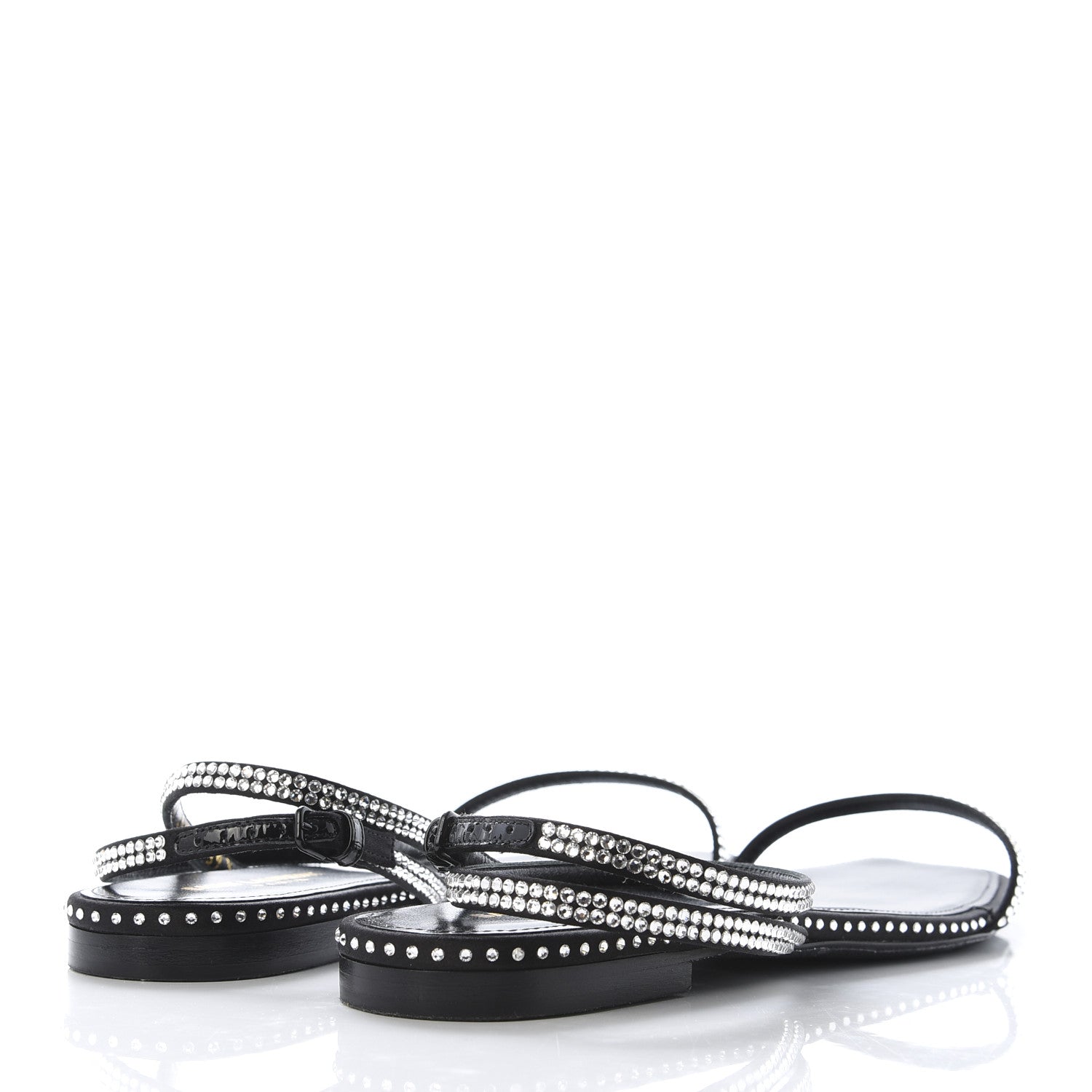 Saint Laurent Calfskin Studded Raso Seta Sandals 39.5 Black 4 of 9