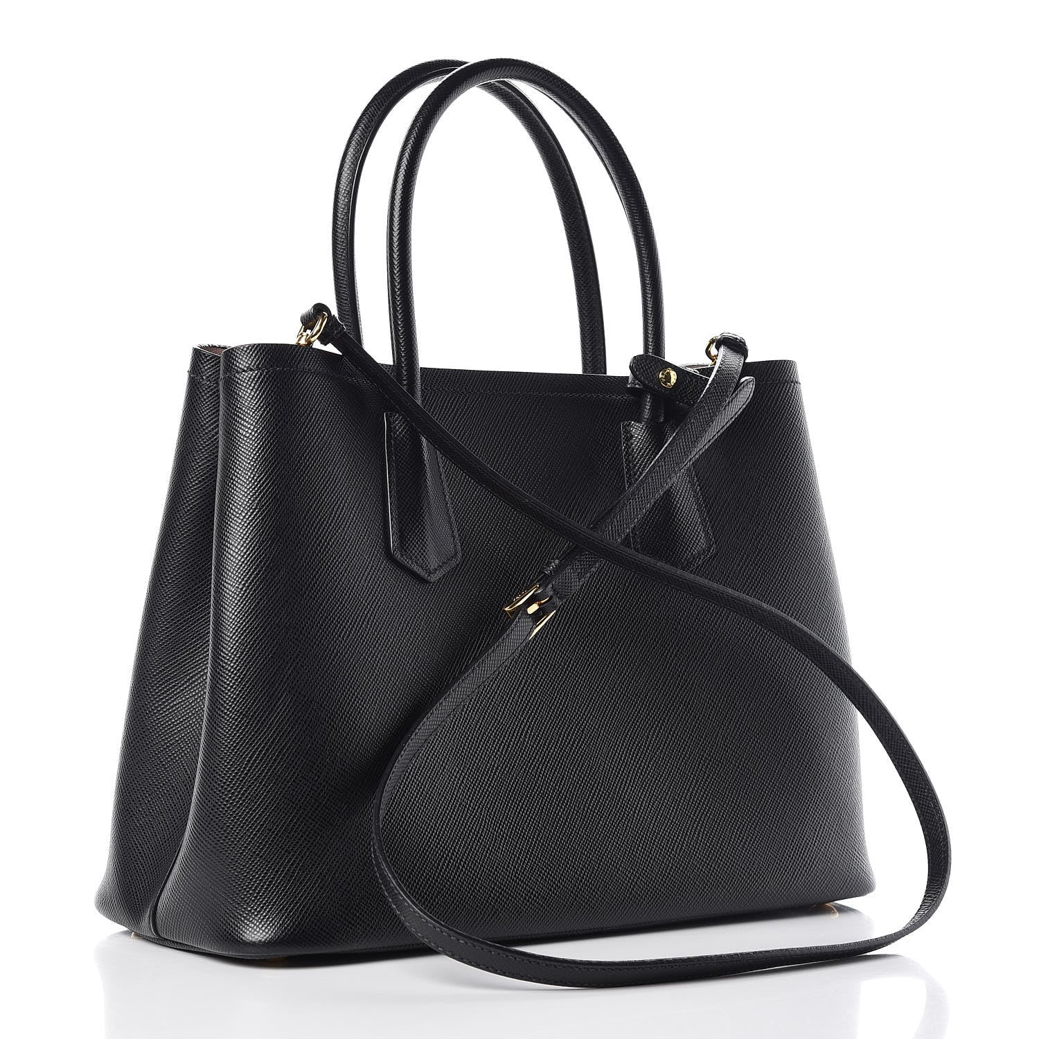 Prada Saffiano Cuir Large Double Bag Black Cipria 3 of 16