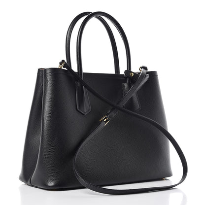 Prada Saffiano Cuir Large Double Bag Black Cipria 3 of 16