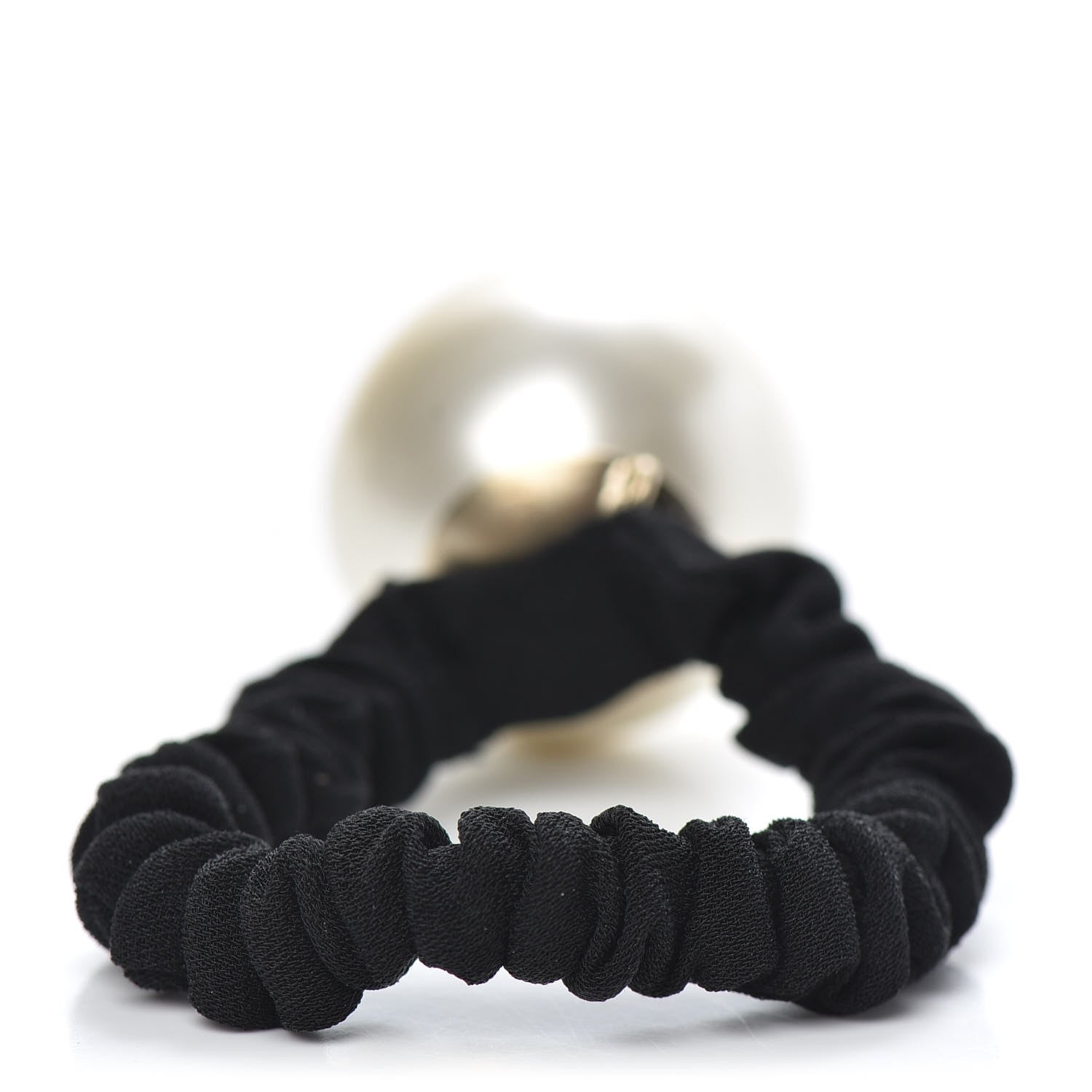 Chanel Pearl CC Hair Tie Black Gold Pearly White 2 of 3