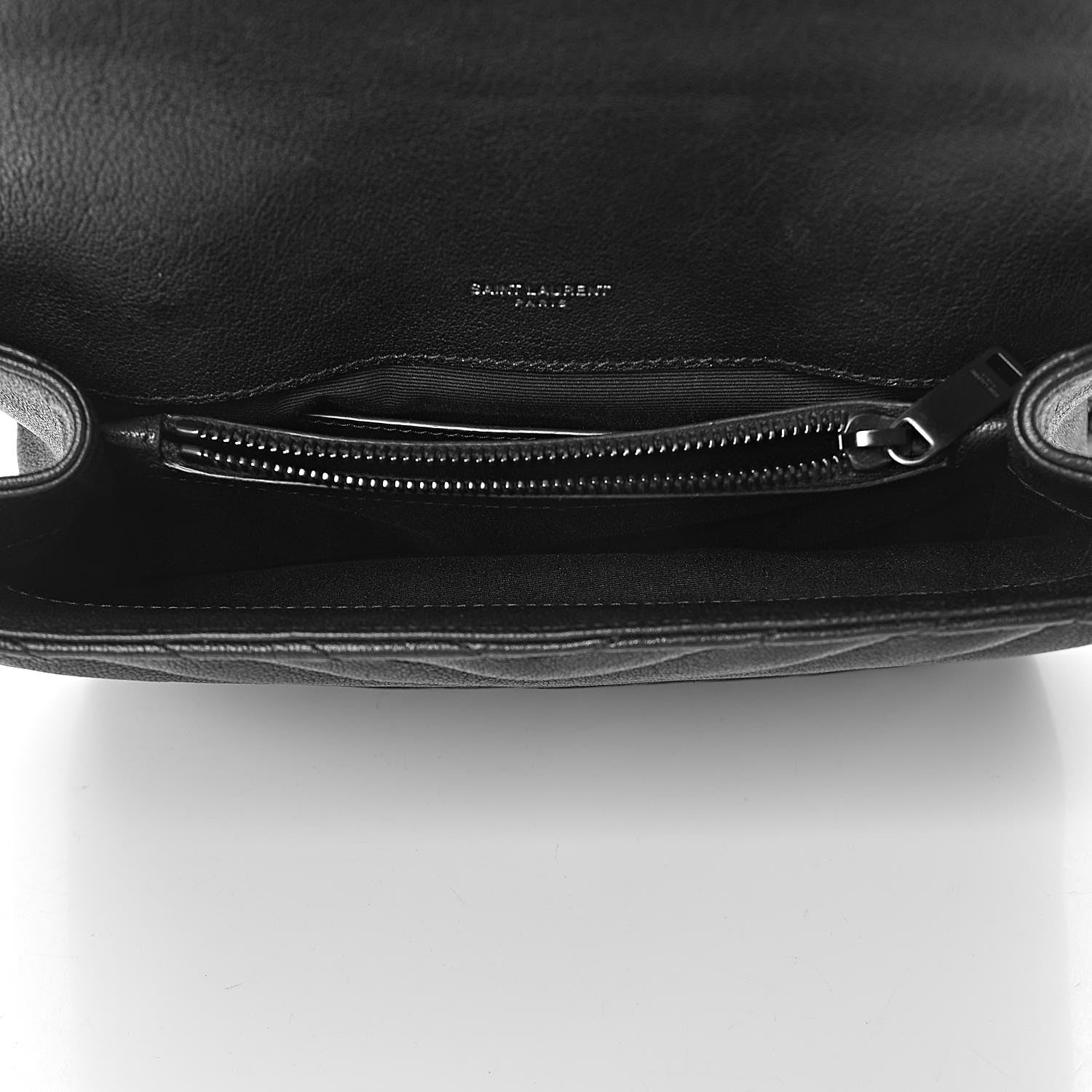 Saint Laurent Sheepskin Matelasse Chevron Monogram Medium College Bag Black 5 of 12
