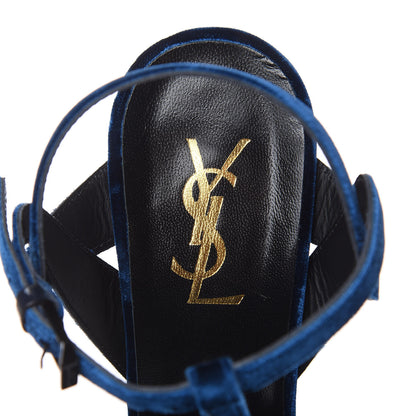Saint Laurent Velvet Tribute 105 Platform Sandals 39 Bleuette 6 of 9