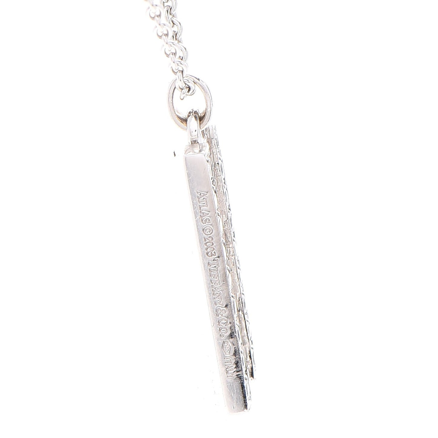 18K White Gold Diamond Atlas Bar Pendant Necklace