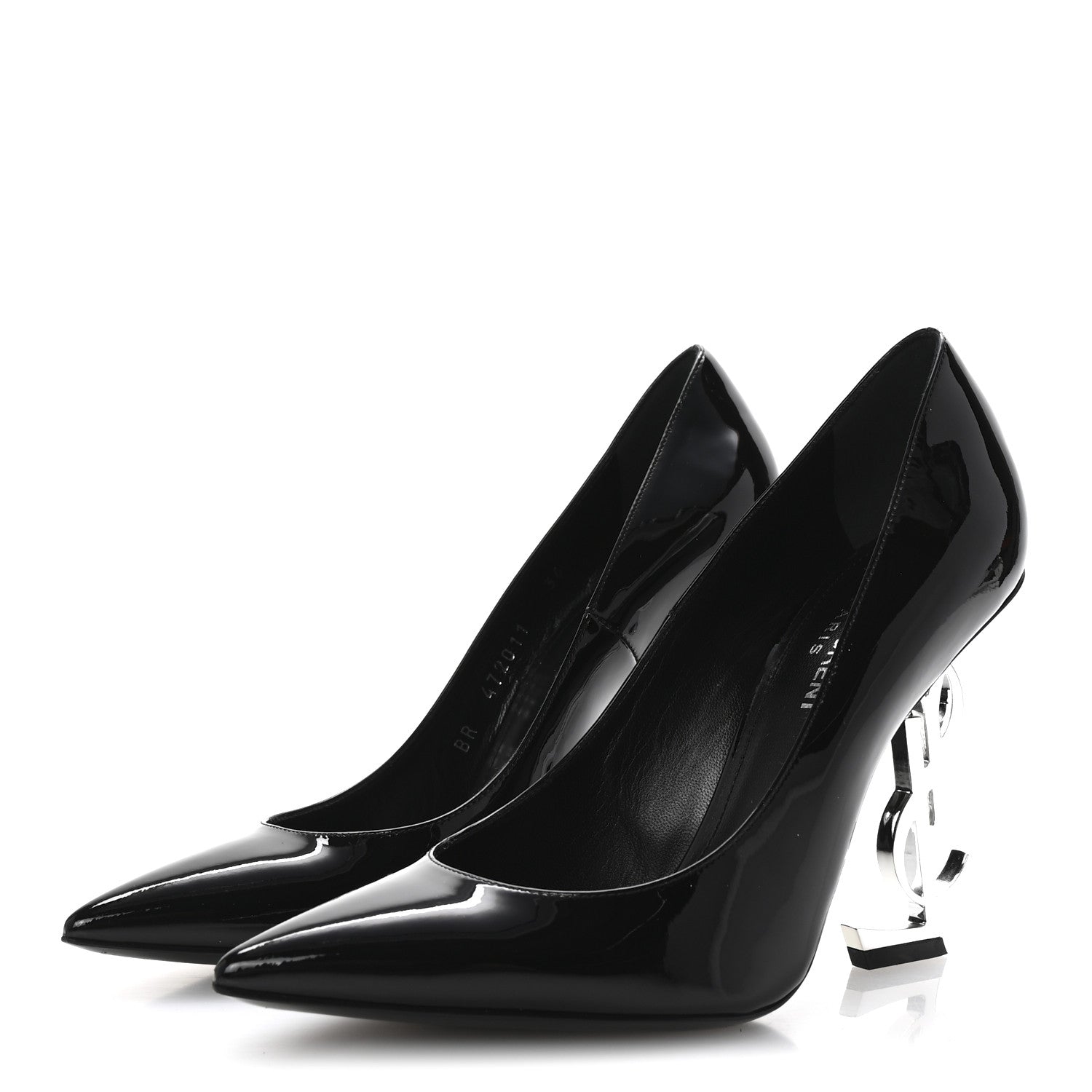 Saint Laurent Patent Opyum 110 Pumps 36 Black Silver 4 of 9