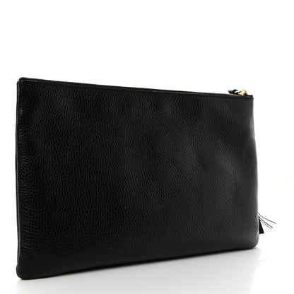 Gucci Pebbled Calfskin Large Bamboo Clutch Black 3 of 8