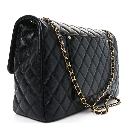 Chanel Grained Calfksin Quilted XXL Travel Flap Bag Black 3 of 10