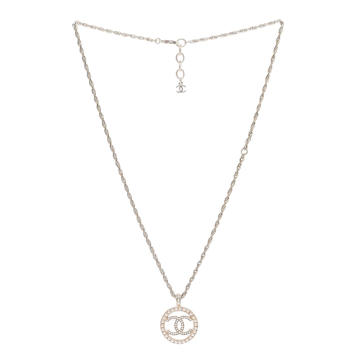 Pearl CC Medallion Necklace Gold