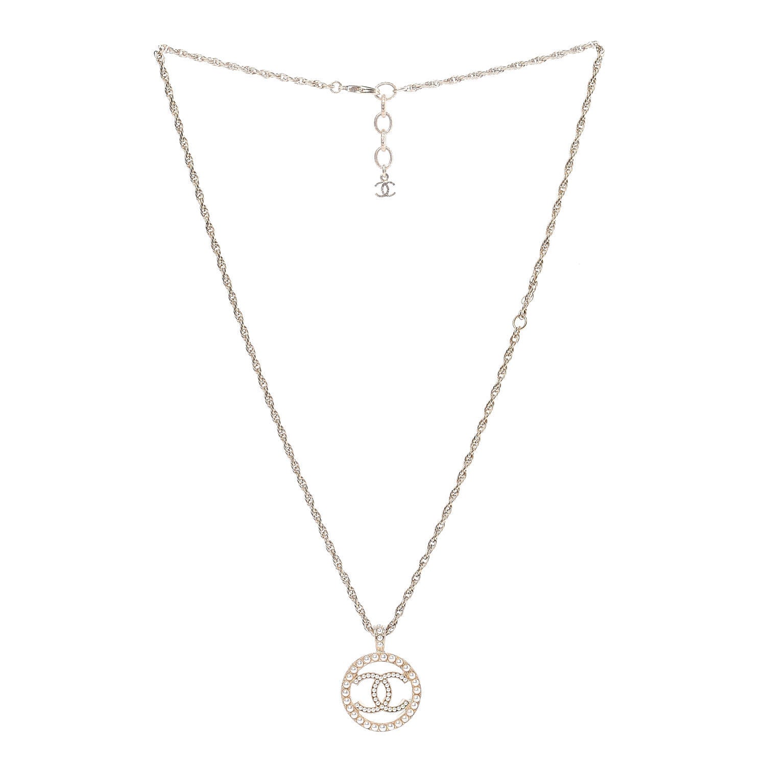 Chanel Pearl CC Medallion Necklace Gold 3 of 5