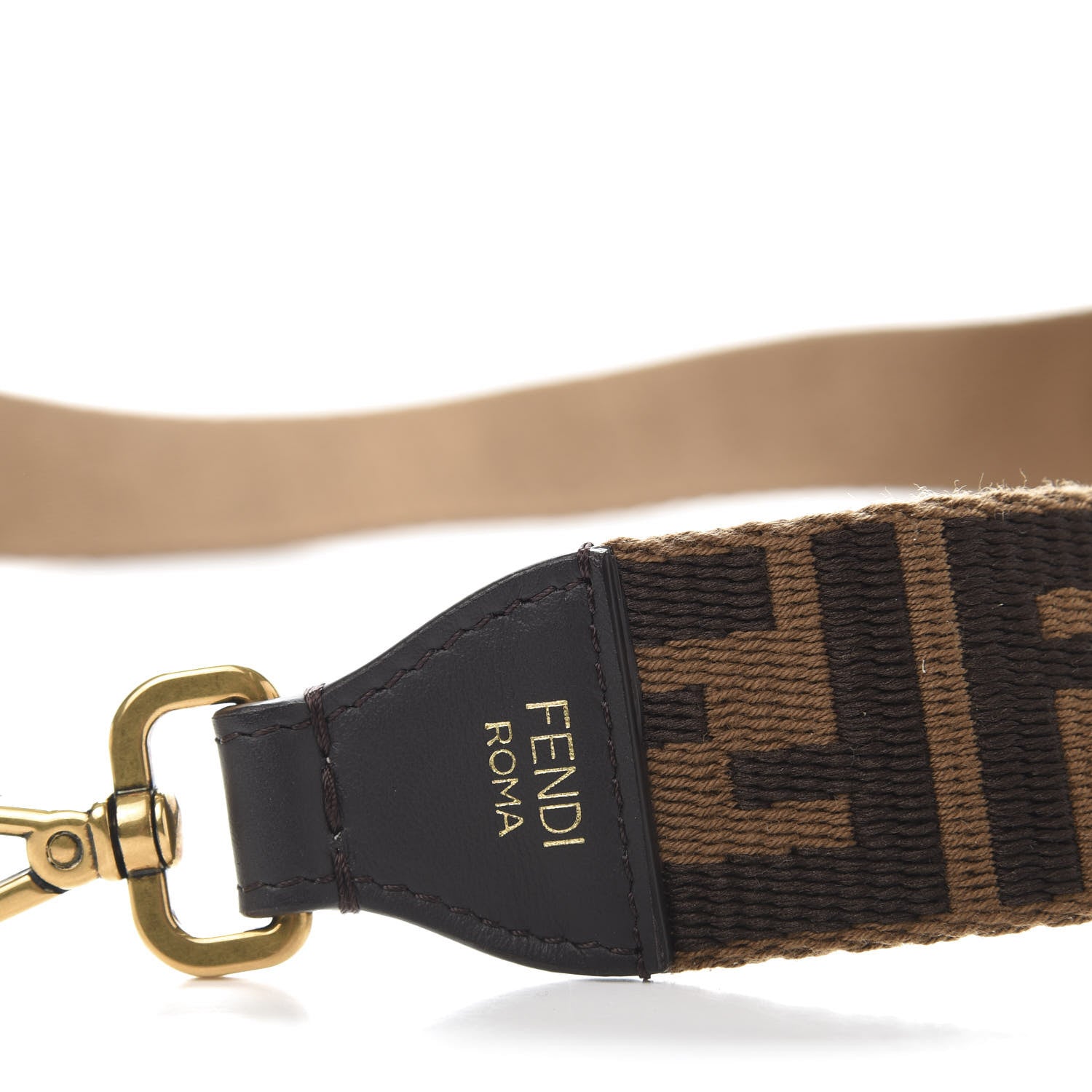 Fendi Ribbon Vitello Century FF 1974 Flat Studded Strap You Fango Marrone Ebano 5 of 6