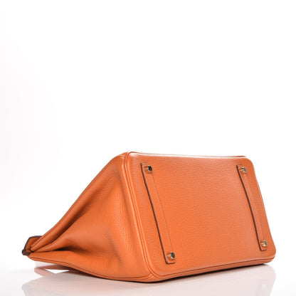 Hermes Taurillon Clemence Birkin 35 Orange 6 of 30