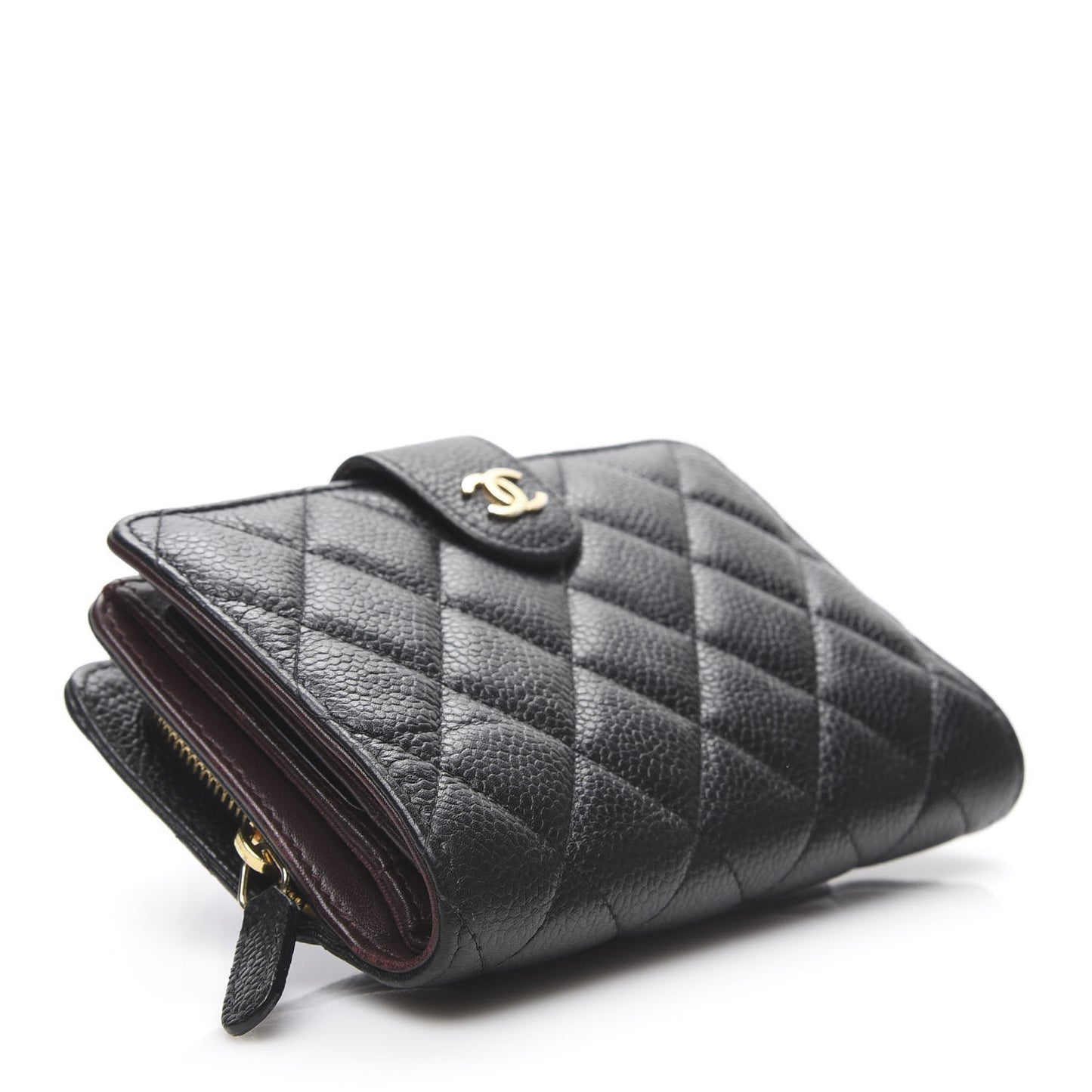Caviar Quilted Zipped Pocket Wallet Black