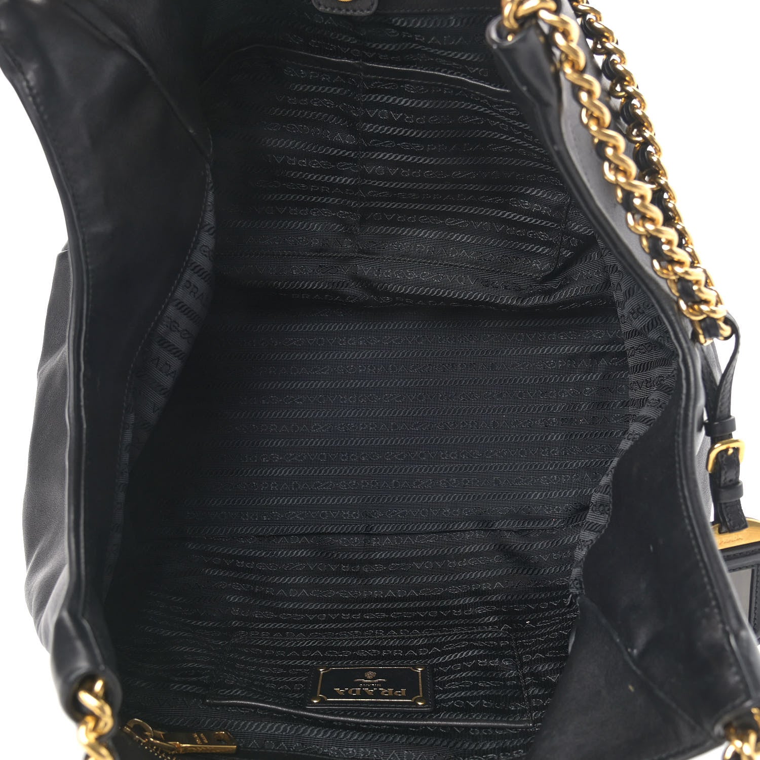 Prada Soft Calf Chain Tote Black 7 of 14