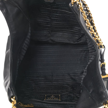 Prada Soft Calf Chain Tote Black 7 of 14