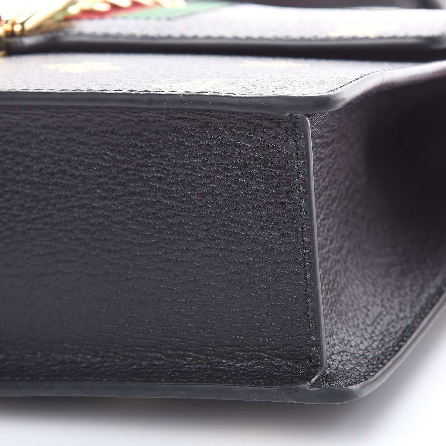 Textured Calfskin Bee Star Print Small Sylvie Shoulder Bag Black
