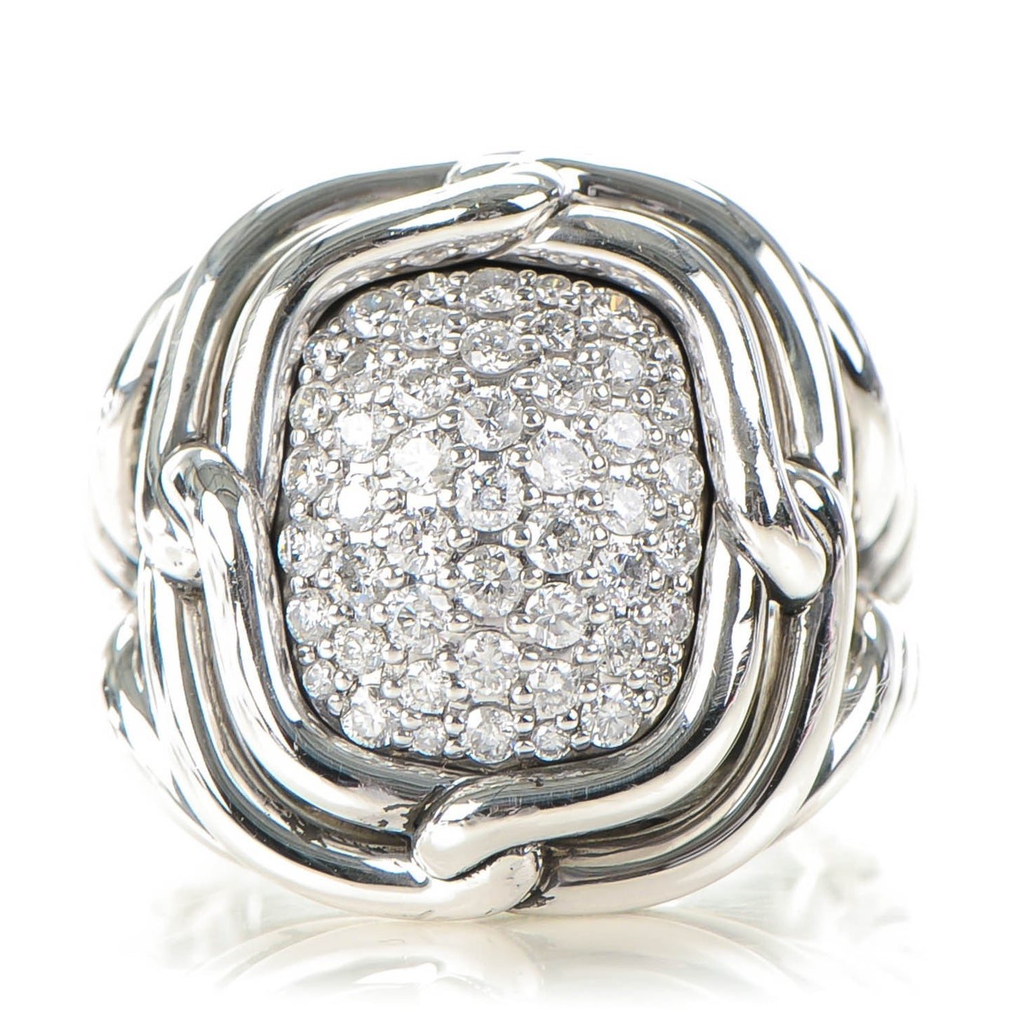 Sterling Silver Pave Diamond 16mm Large Labyrinth Ring 54 7