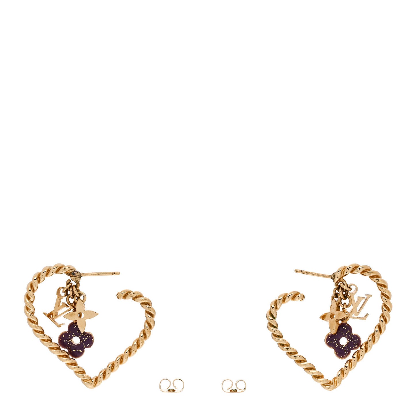 Sweet Monogram In My Heart Hoop Earrings Gold